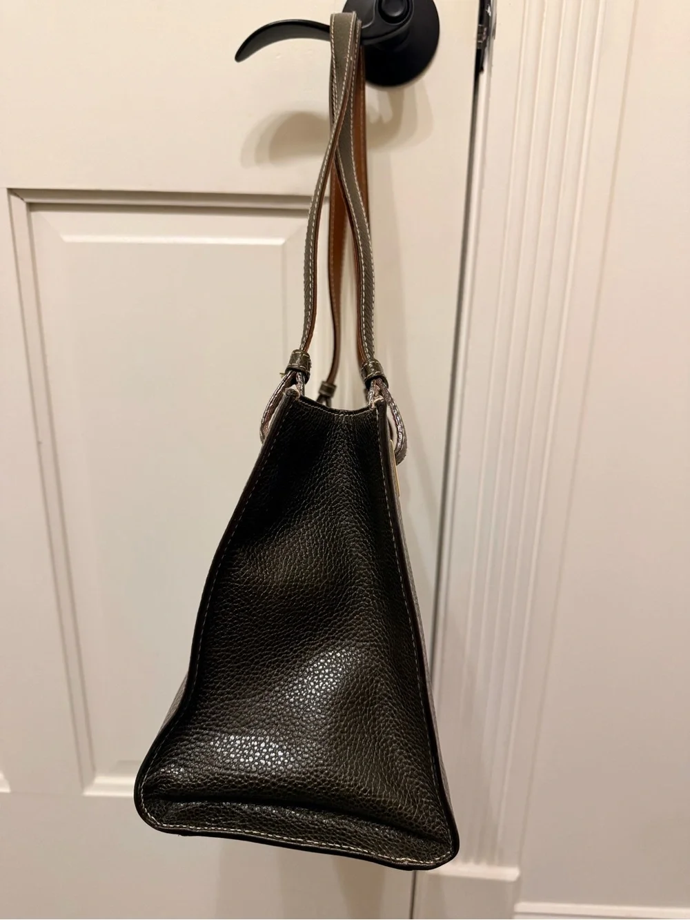 Kate Spade Made In Italy Olive Green Structured Leather Shoulder Bag